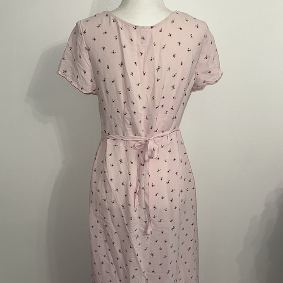 Hanna Andersson Maxi Dress Womens Large Floral Pink Short Sleeve Rayon USA Vtg - Picture 6 of 10